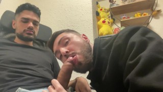 my friend came late at night to give me cock