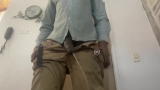 Desperate Pee Guy with BBC Can't Hold Pee and Desperately wets himself