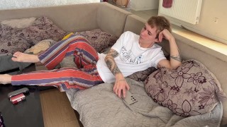 A lustful twink persuaded a cute guy to fuck him in the mouth and tear his hole