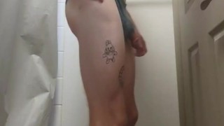 Pushing out dildo that my wife's panties kept in my ass all day (;