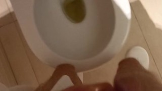 Showing off my thick veiny cut cock when pissing