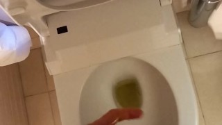 Showing off my thick veiny cut cock when pissing