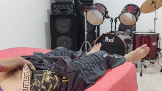 man masturbates his big cock in front of the camera