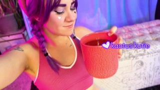 pretty girls pees in a plant pot