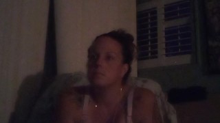 Filming my big tit girlfriend while she is horny playing video games with her long brunette hair