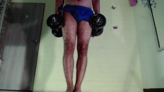 Exercising at home naked