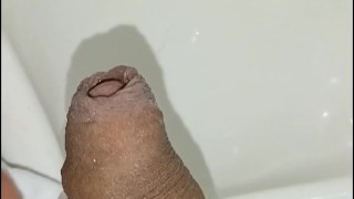 desperate pissing in public bathroom, pantyhose masturbation, they almost caught me close-up