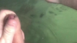 Solo male Hot Tub Masturbation Jerking off In the water while showing off my feet