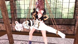 Furry Is Tied Up And Fucked By A Big Cock Futanari In A BDSM Room