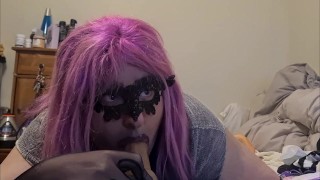 Femboy Lingerie Whore Blows Then Rides Thick Juicy Cock