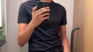 Hung twink Milo gets super horny on the train and shoots a big load