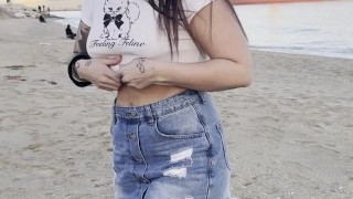 😈Show My TITS In The BEACH😳😳
