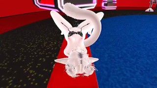 Beautiful Furry Is Gagged To A Sex Machine, In A BDSM Room And Has Hard Orgasms