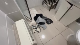 Spying on my hot friend in the shower.. (more on OF @girlsonfilm333)