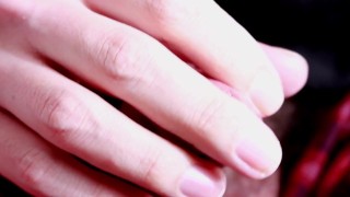 closeup jerking off caressing my glans and cumming