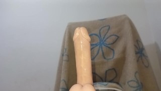 cowgirl on a thick dildo, slut loves to fuck her pussy until she ejaculates deliciously on her toy