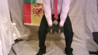 sentadilla SUMO con mancuernas polla fuera