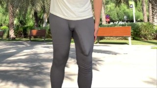 Huge cock public teasing and risky cumshot