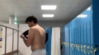 gay wank in a public locker room
