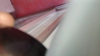 spying brunette bathing crossdresser sissy femboy walks in and fucks her pear ass buries his cock in
