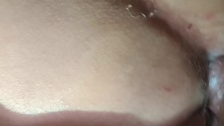 Listen to my step father moan and unload in my hole and watch me push it out