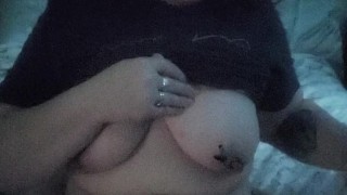 Solo milf masturbation with breast pump