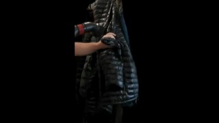 Big vacuum with Girlfriend's Black Ghost Whisperer Down Jacket