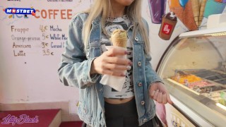 Cumming hard in public place - Remote control vibrator made my panties wet
