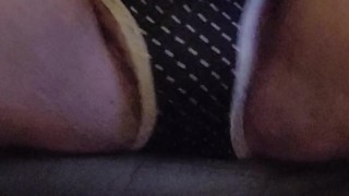 Chubby CD jerks off into a condom