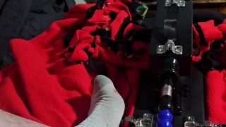 small girth 8 inch dildo on sex machine in solo male