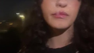 19 years old girl get her first public facial and cumwalk