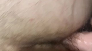Dildo deep in hairy ass