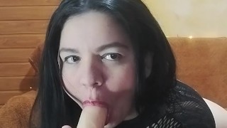 Swallowing a small, hard cock