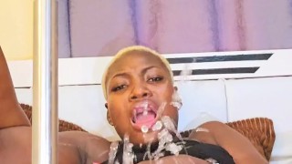 Squirt explosion: dildo machine made ebony babe Squirt so hard after afternoon