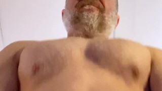 Verbal aggressive muscular Daddy fucks you hard, flexes and showers you with cum!