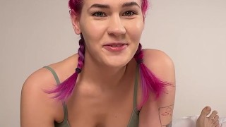 Busty tranny got blowjob and got fucked by beautiful sexy woman