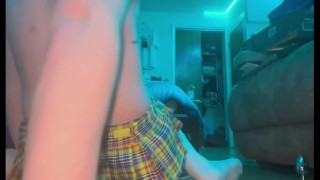 Femboy fucks and rides dildo for the first time!