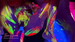 Neon Glow Hardcore – Wild Fluorescent Sex on the Bed with TheoRhena!