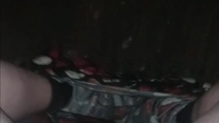 Risky late night public cumshot