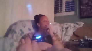 Milf Filming Herself Playing Video Games In Her Black Bra and Panties