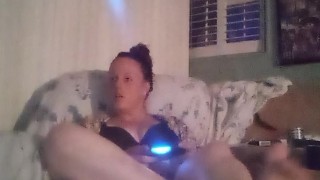 Milf Filming Herself Playing Video Games In Her Black Bra and Panties