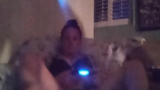 Woman Caught Filming Herself Playing Video Games In Her Black Bra and Panties By Her Roommate