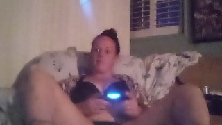 Woman Caught Filming Herself Playing Video Games In Her Black Bra and Panties By Her Roommate