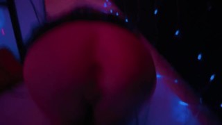 Blowjob behind the DJ decks - Big Boobed Babe dressed as schoolgirl gets naughty