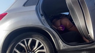 Risky Public Sex Trans Girl Twerks Dildos Ass And Cums On The Highway