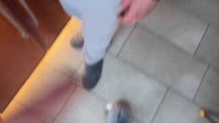 POV. touching my roommate's cock