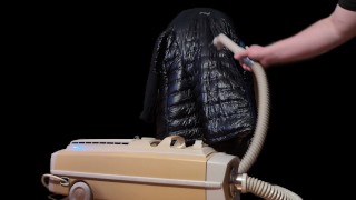 Vacuuming Girlfriend's Black Titanium Down Jacket with Electrolux AP200