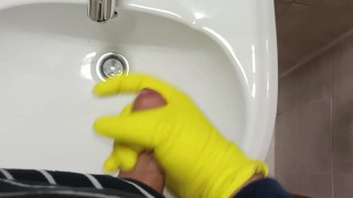 washbasin cock masturbation with cumshot