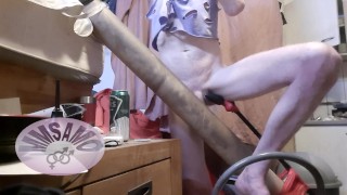 Skinny sweaty body in tiny shorts, horny on my pole fucking my butplug till moaning anal orgasm.