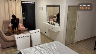 Super Hot latina Makes delivery Guy try a Monica Moments Doll and then her Ass - Aisha & Juan